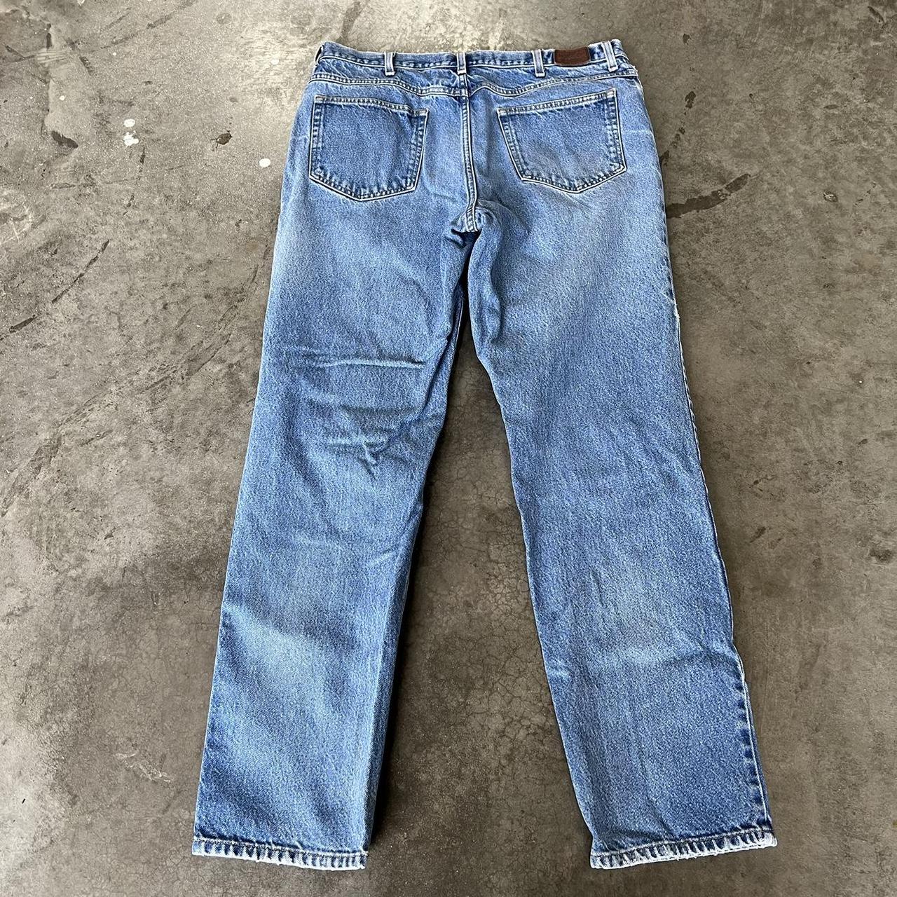 vintage 90s llbean classic fit medium wash denim... - Depop