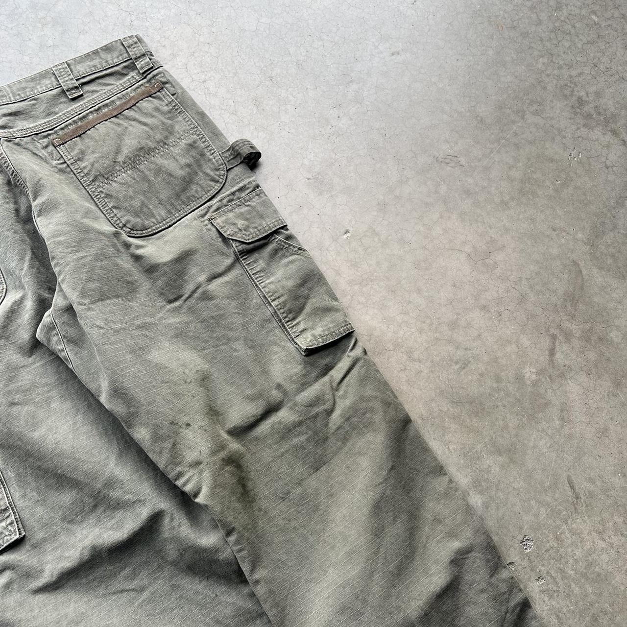 (36) vintage olive green wrangler riggs double knee... - Depop