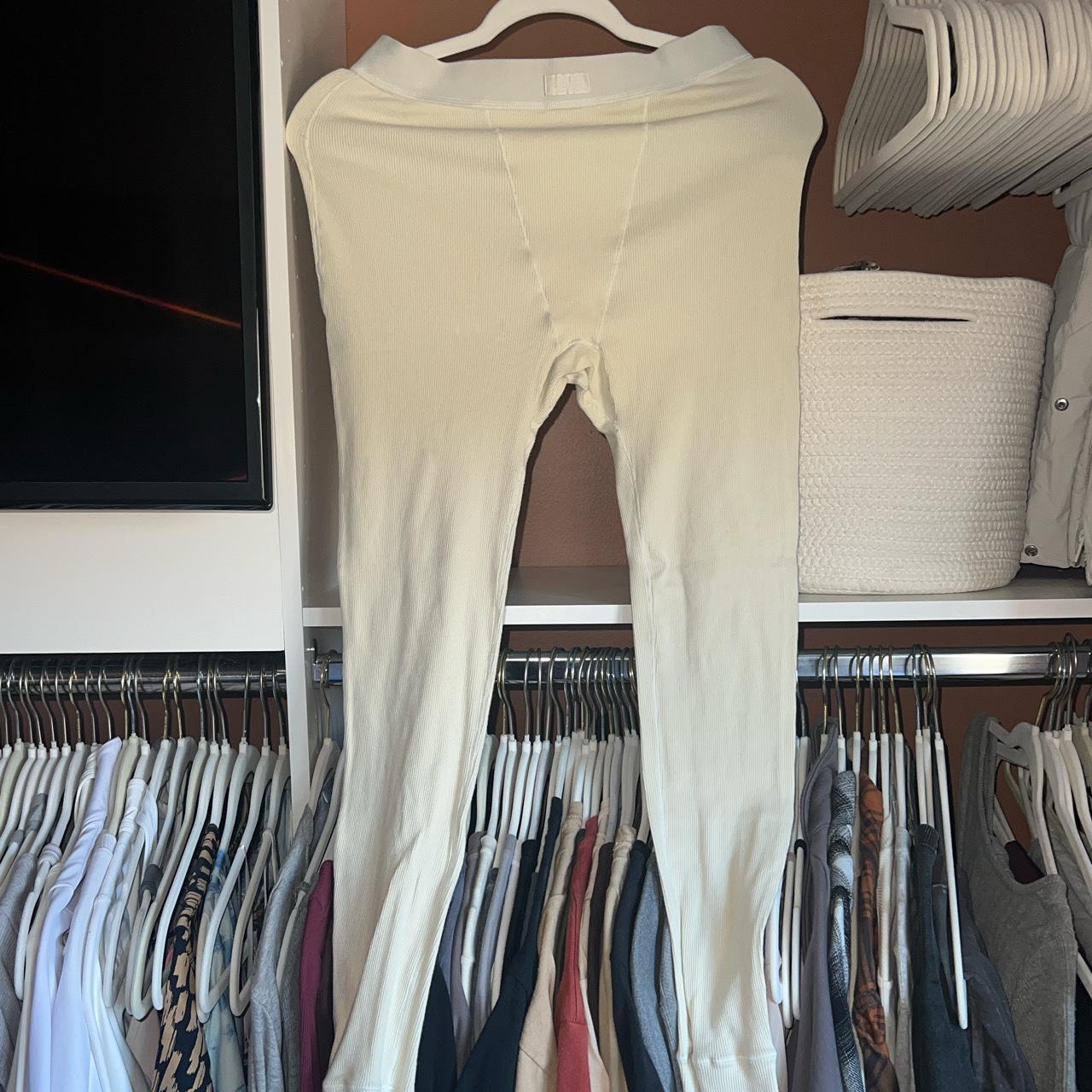 Skims Cream Ribbed Leggings Worn Once. No Flaws - Depop