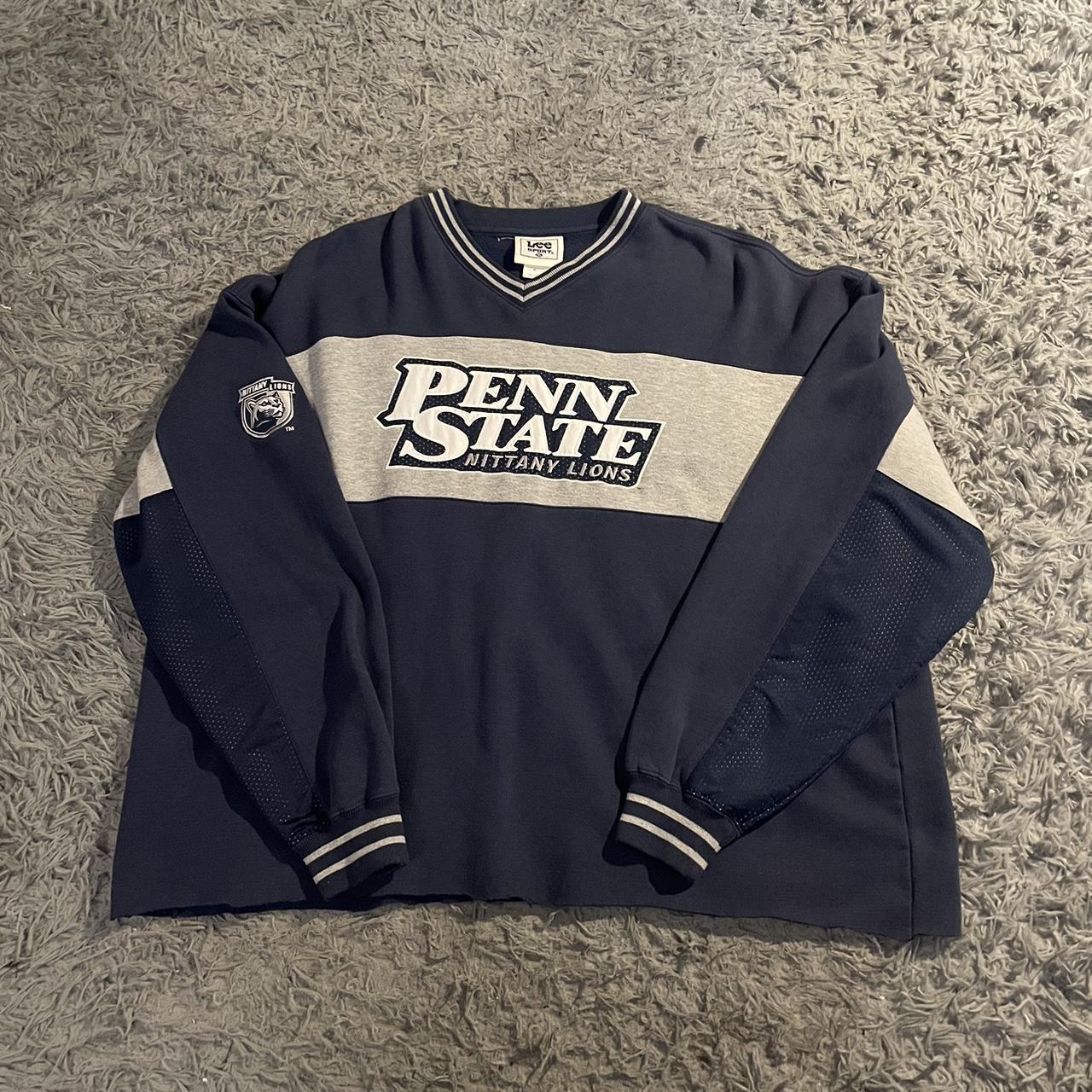 vintage cropped penn state navy crewneck - size XL - Depop