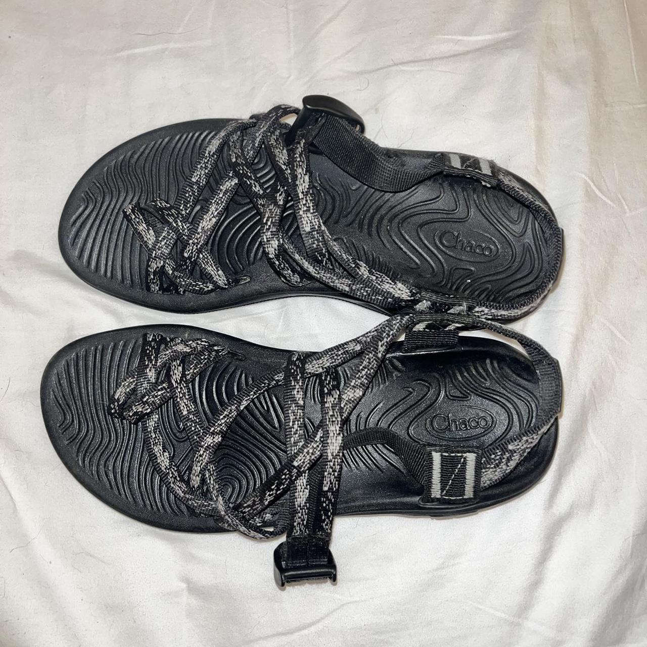 Chaco Women's Black and White Sandals | Depop