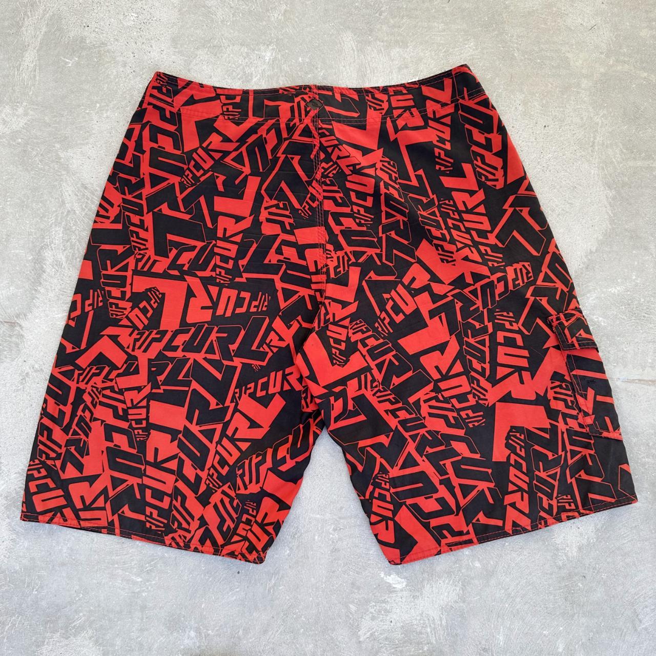 Rip Curl Men's Red and Black Shorts | Depop