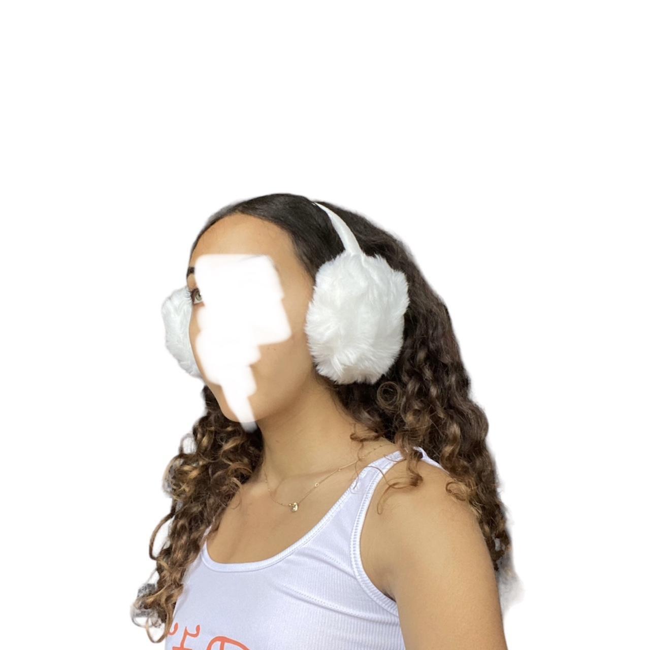 White Fluffy Earmuffs rlly cute winter staple goes... Depop