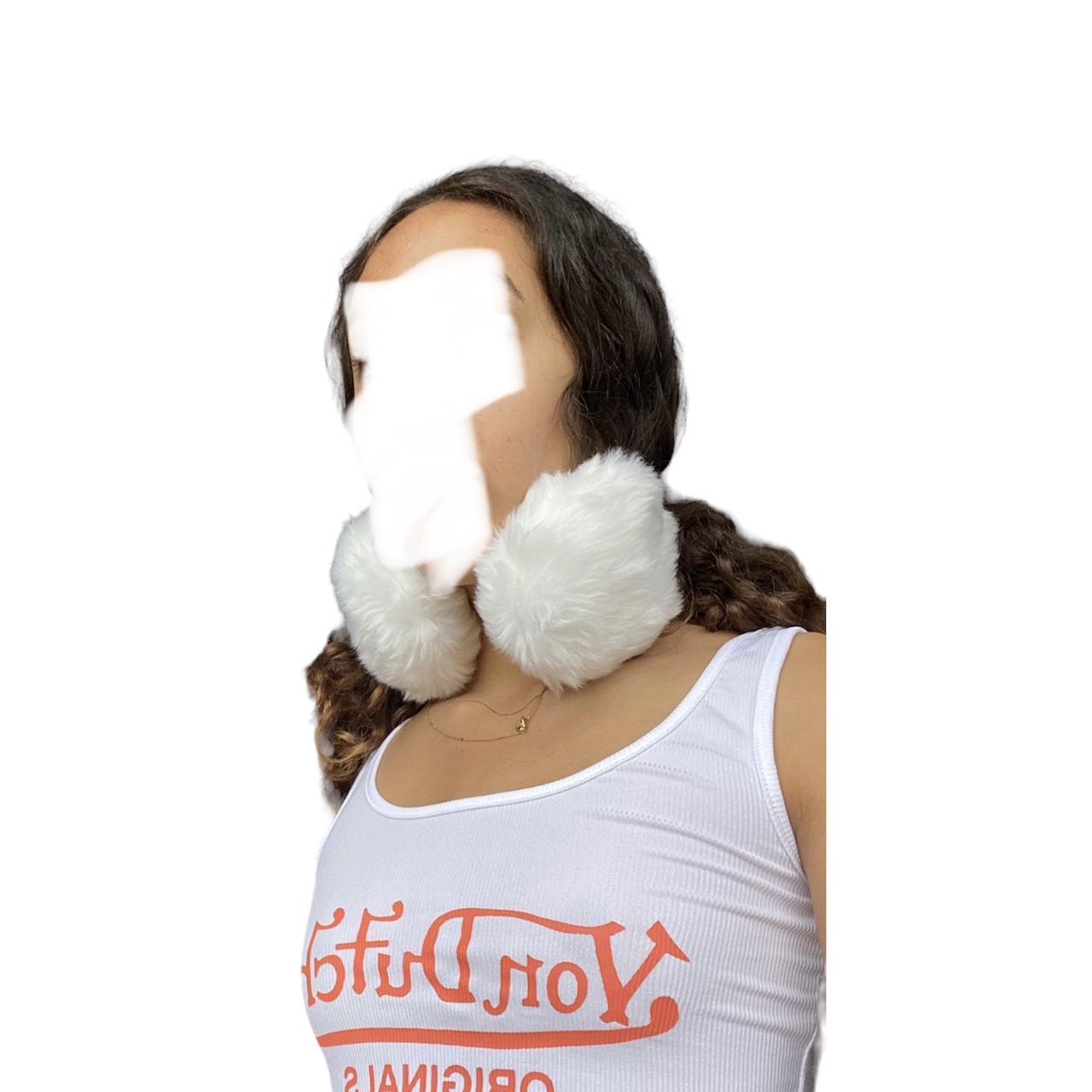 White Fluffy Earmuffs rlly cute winter staple goes... Depop