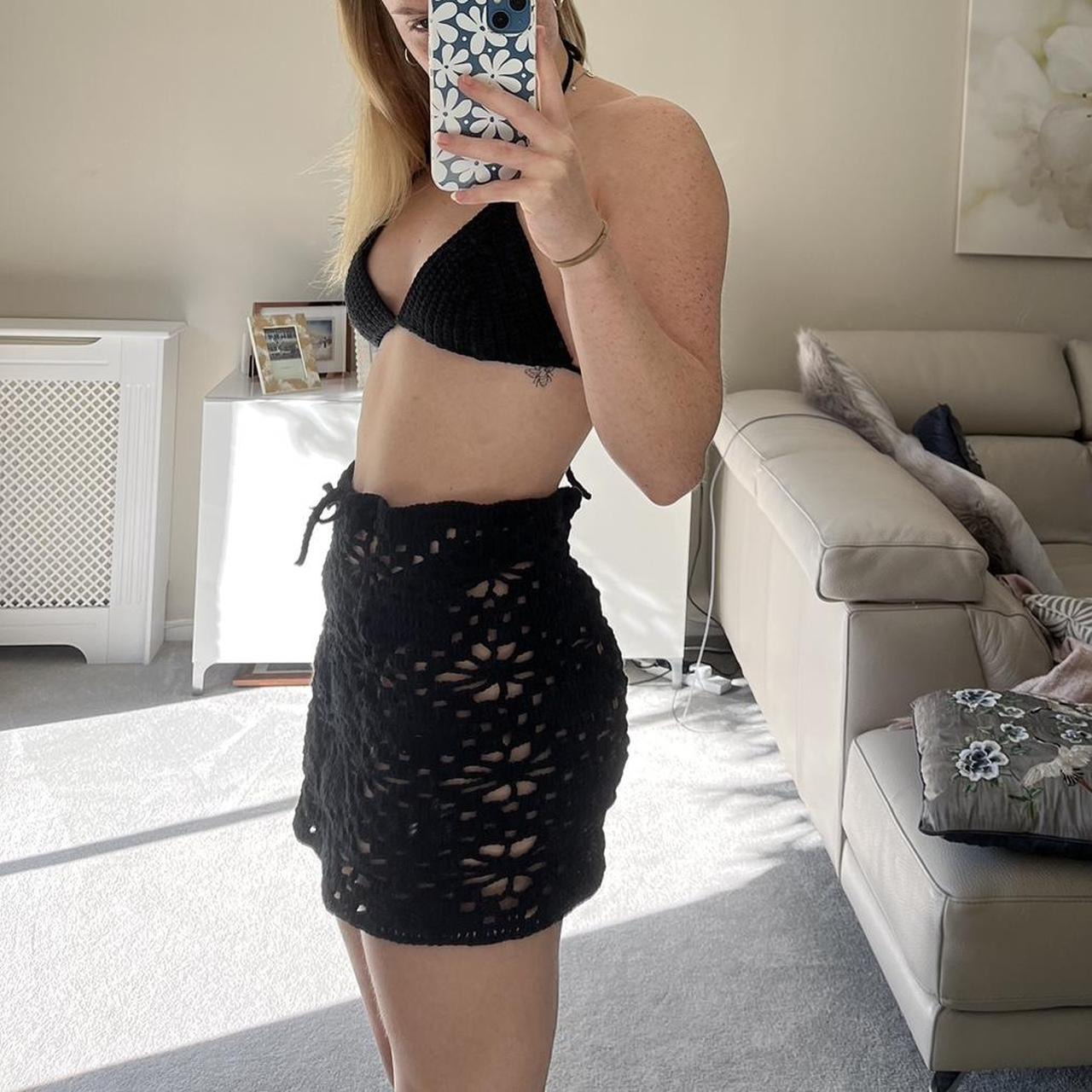 Handmade black crochettop and beach cover up Depop