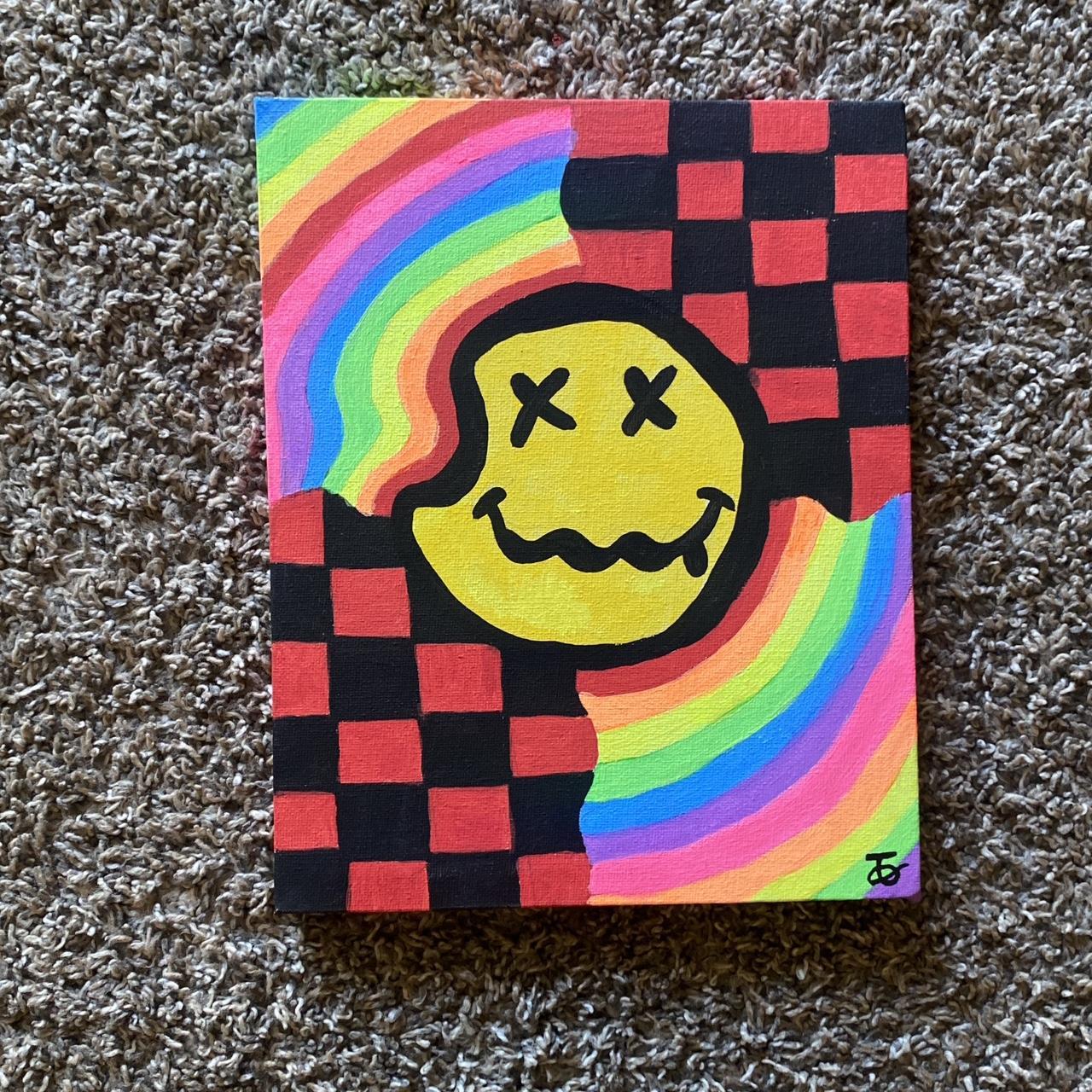 trippy smily face painting - Depop