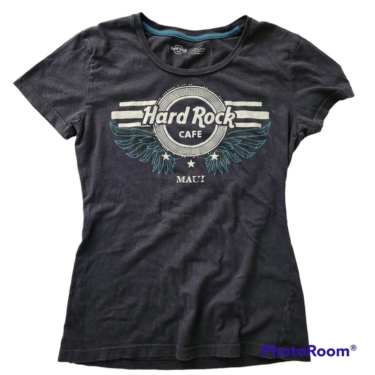 Hard Rock Cafe Women's Grey and Blue T-shirt
