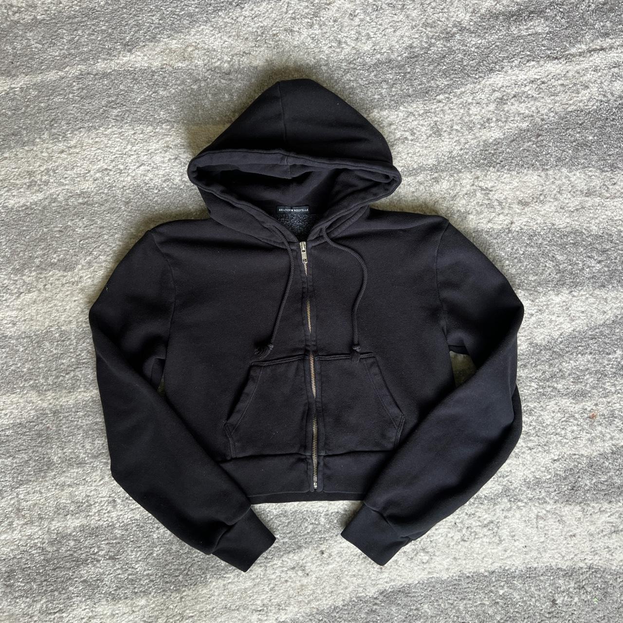brandy melville crystal black cropped hoodie - Depop