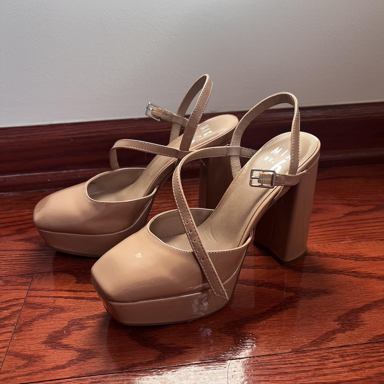 CHUNKY NUDE HEELS 🤍🤎 Mix No. 6 Chunky nude heels... - Depop