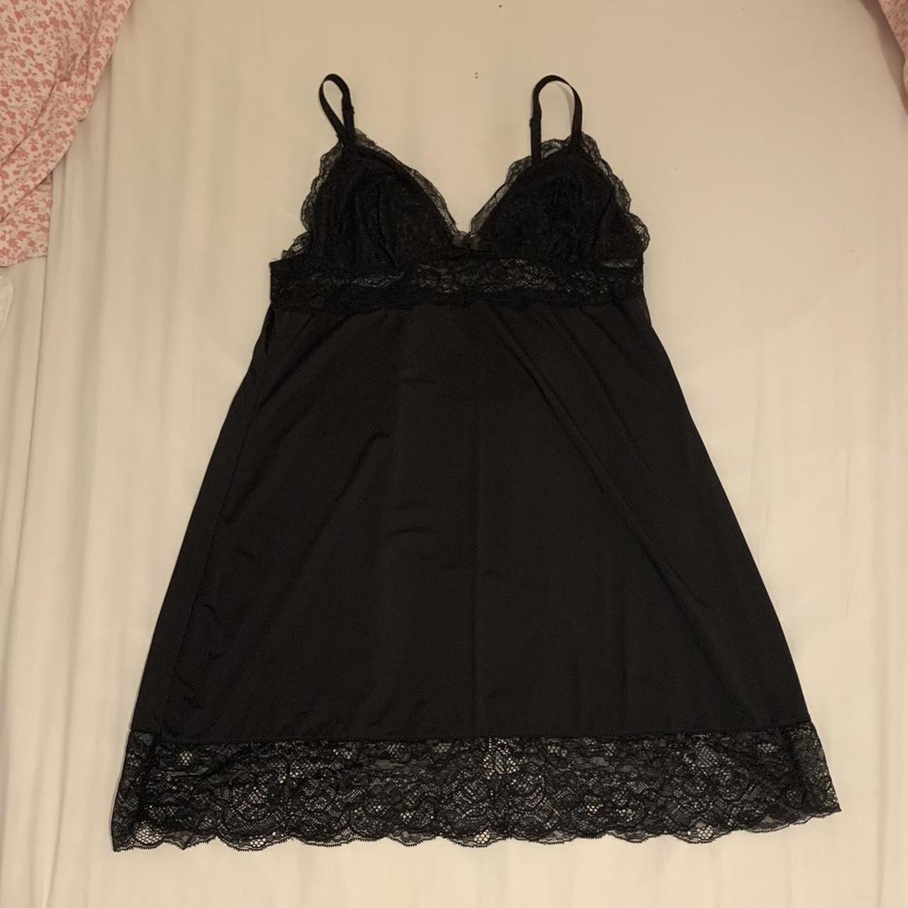 Black lace slip dress - haven't worn - size 10/12... - Depop