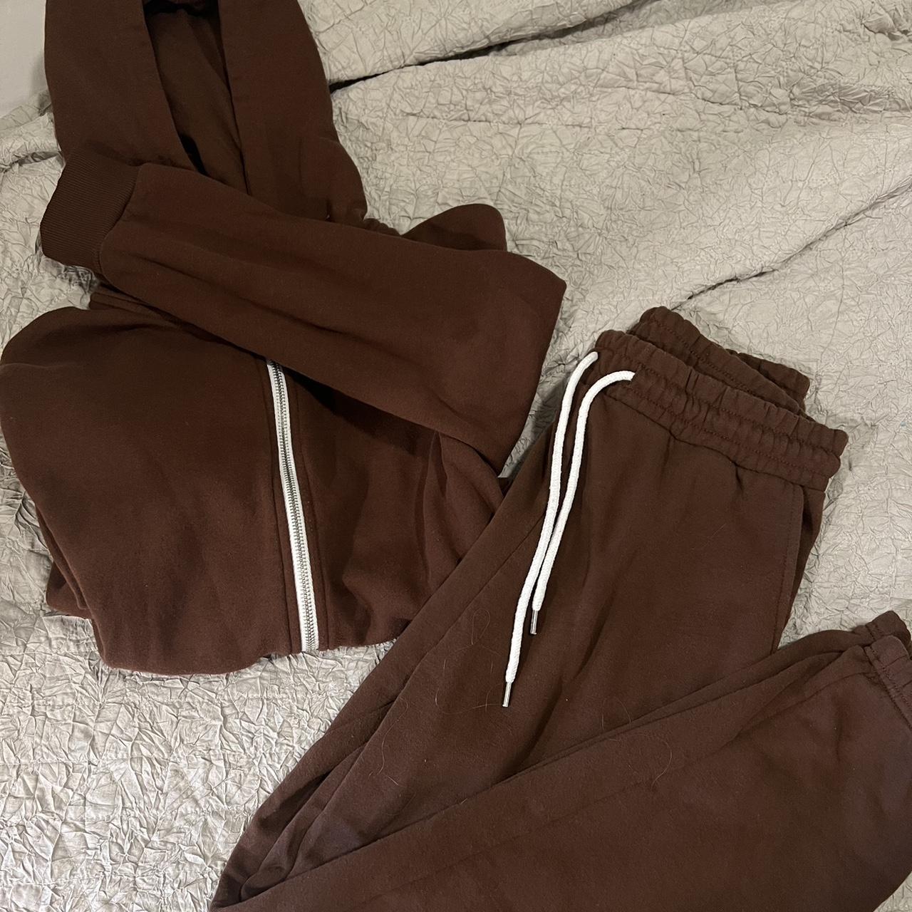 Coffee colored jogger set! Worn once - Depop