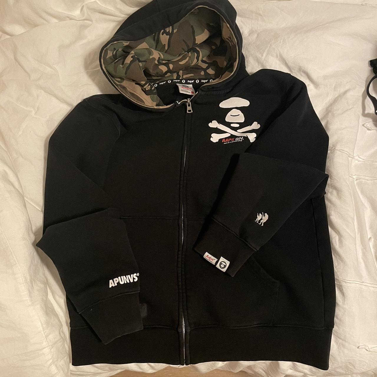 Aape Zip Up Hoodie w/ print on inside of the hood.... - Depop