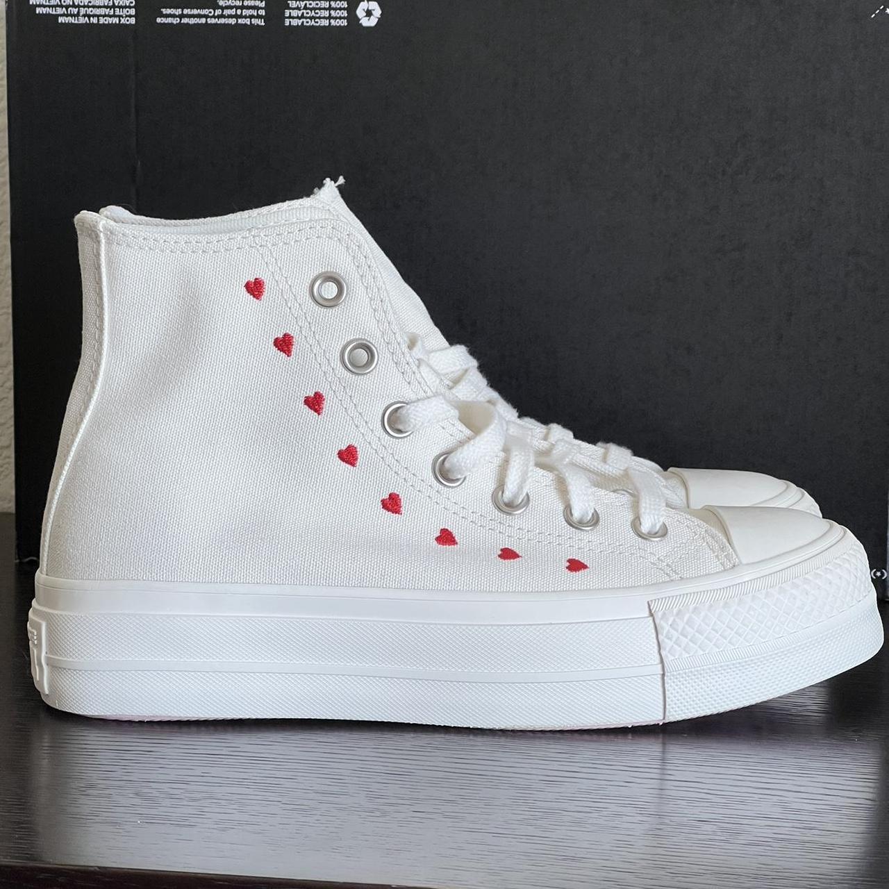 Converse Valentine's Day Lift Platform Shoe White... - Depop