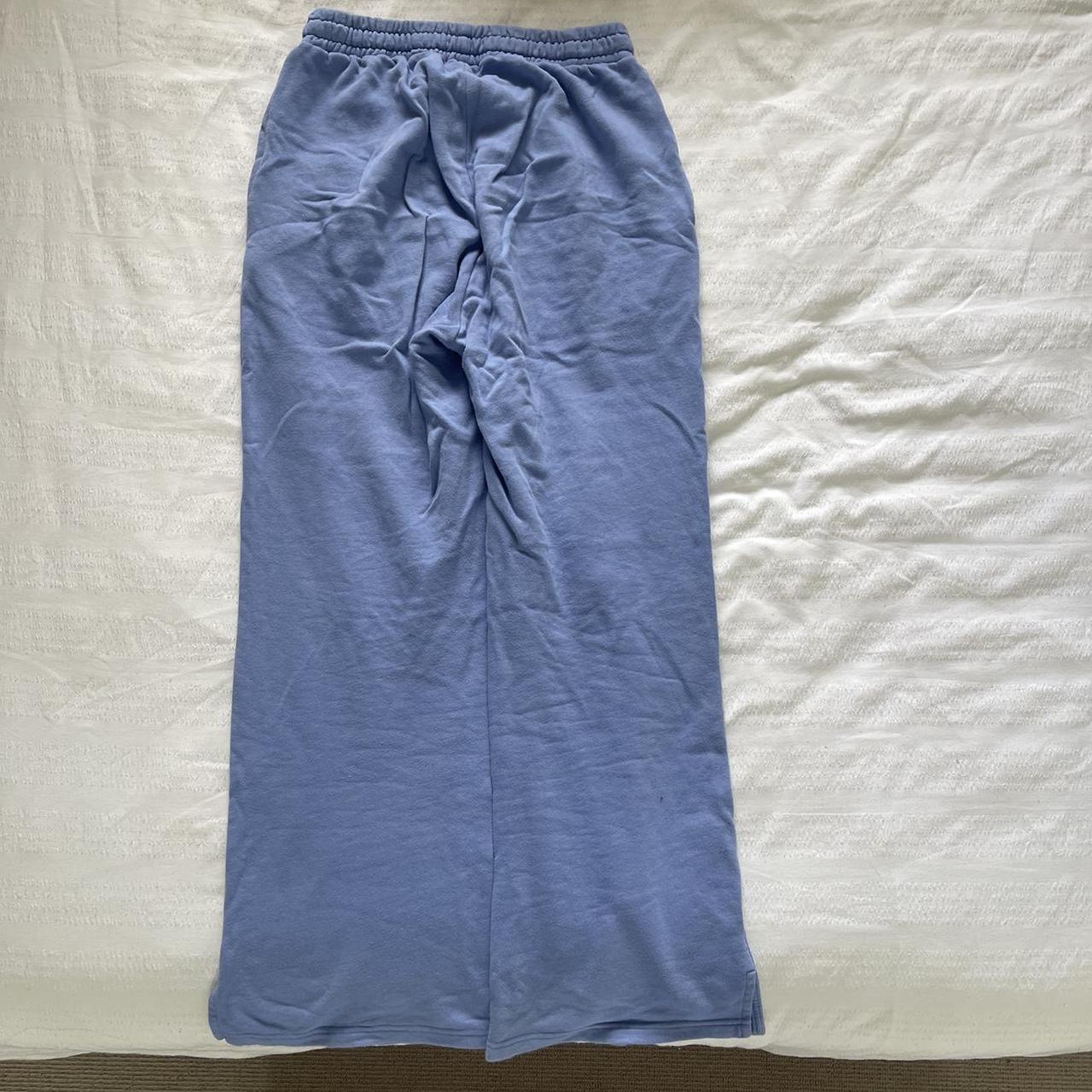 blue fleeced wide/straight leg track pants - stussy... - Depop