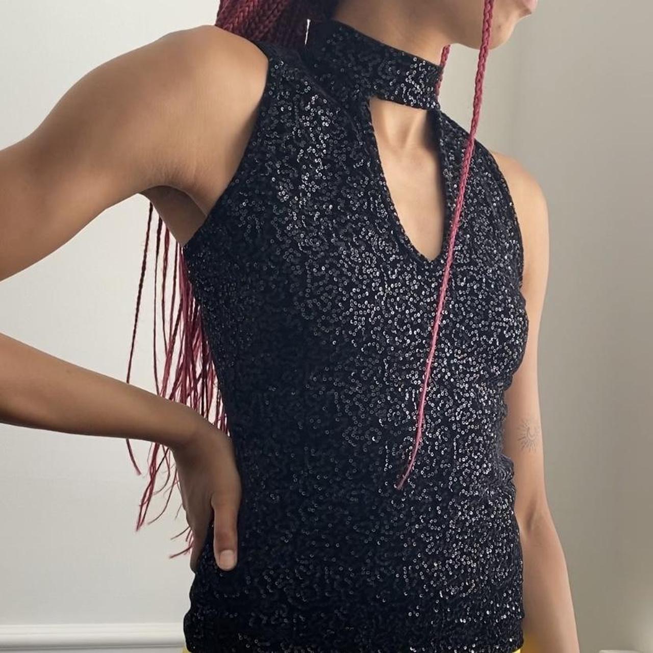 Keyhole Sparkly black halter top