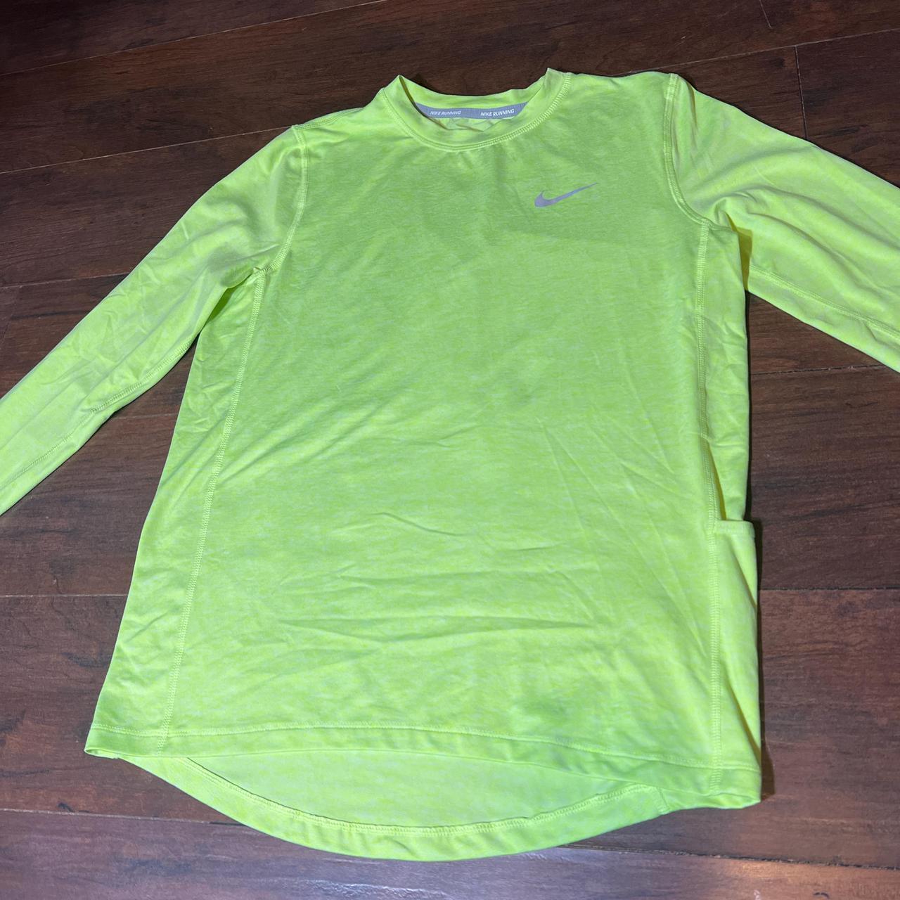 Nike Running Long Sleeve Shirt Neon Green Yellow. Depop