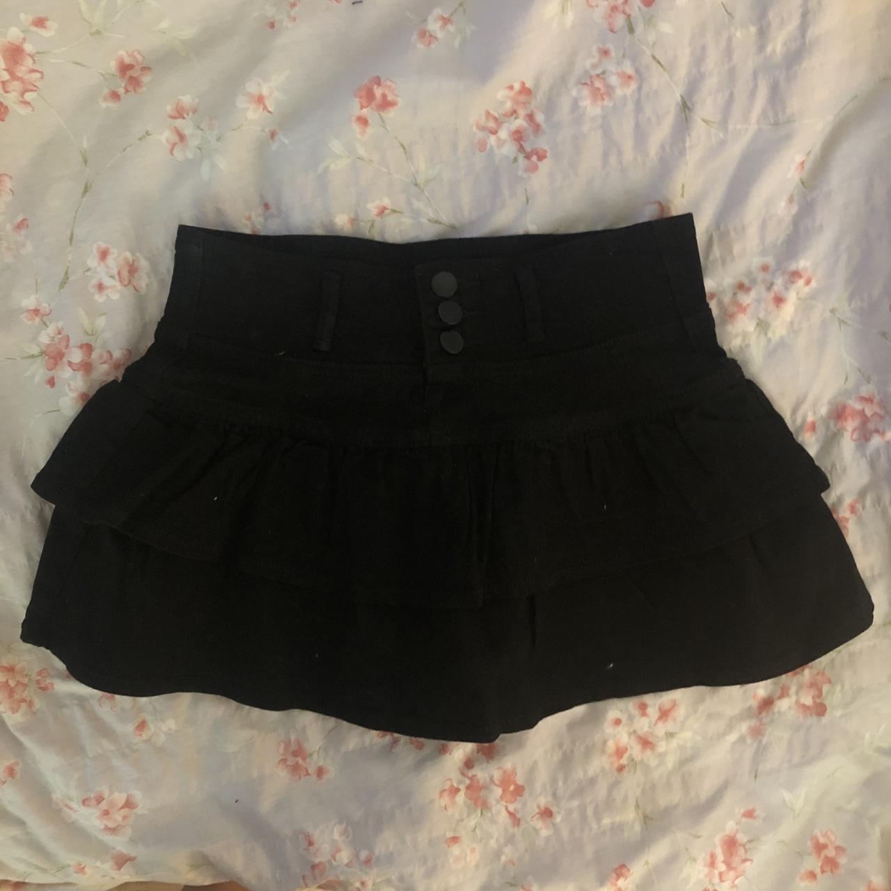 ‘denim’ ruffle styled mini skirt #mallgoth... - Depop