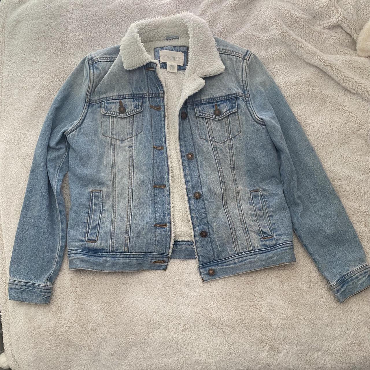 Light Blue Jean Jacket With Fur Inside Fur Denim Depop