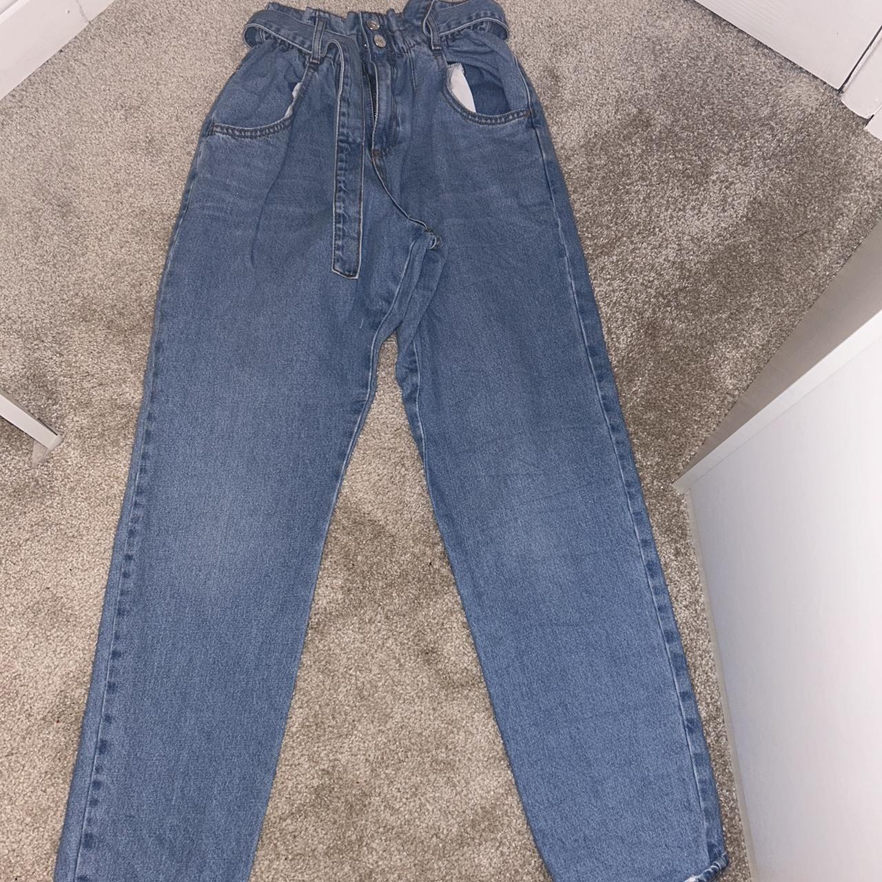 River island belted paperbag jeans. Age 15-16 but... - Depop