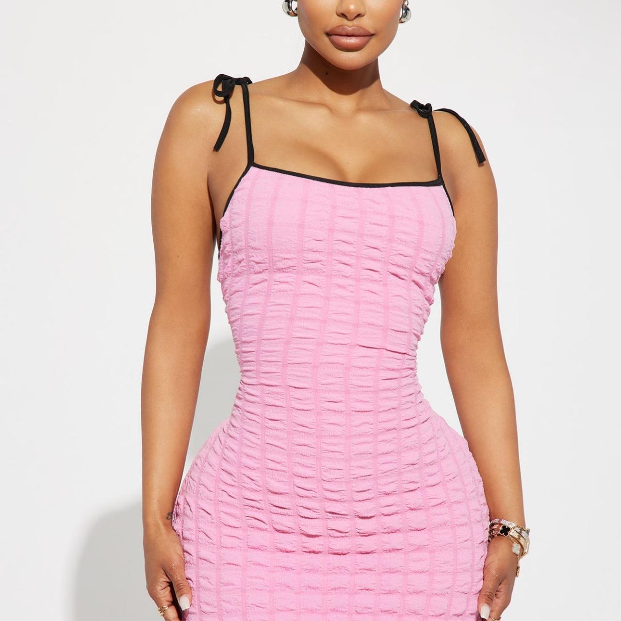 Pink bubble mini dress ️Adjustable Spaghetti... - Depop