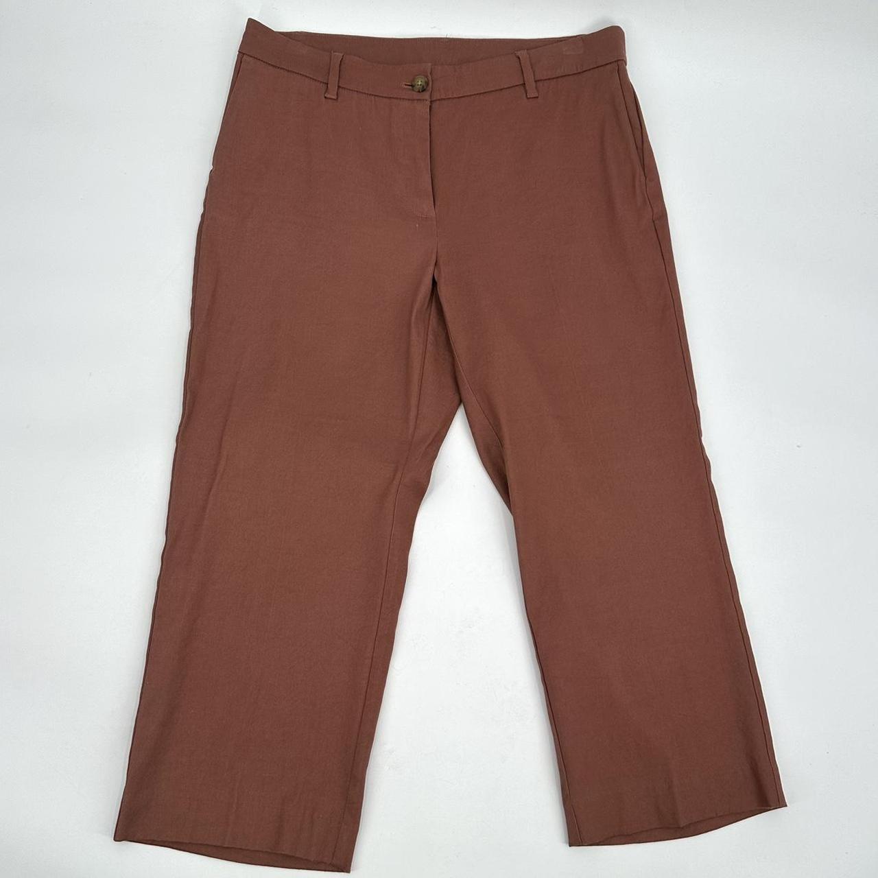 J Jill Crop Pants Size 12P Women Linen Blend “Red