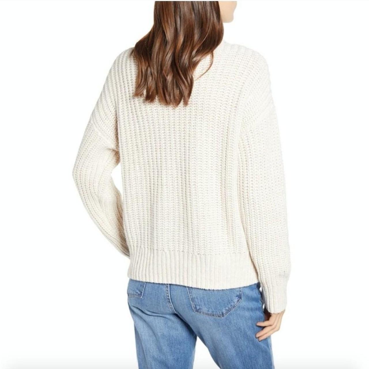 Madewell Mock Neck Side-Button Chunky Knit Pullover... - Depop