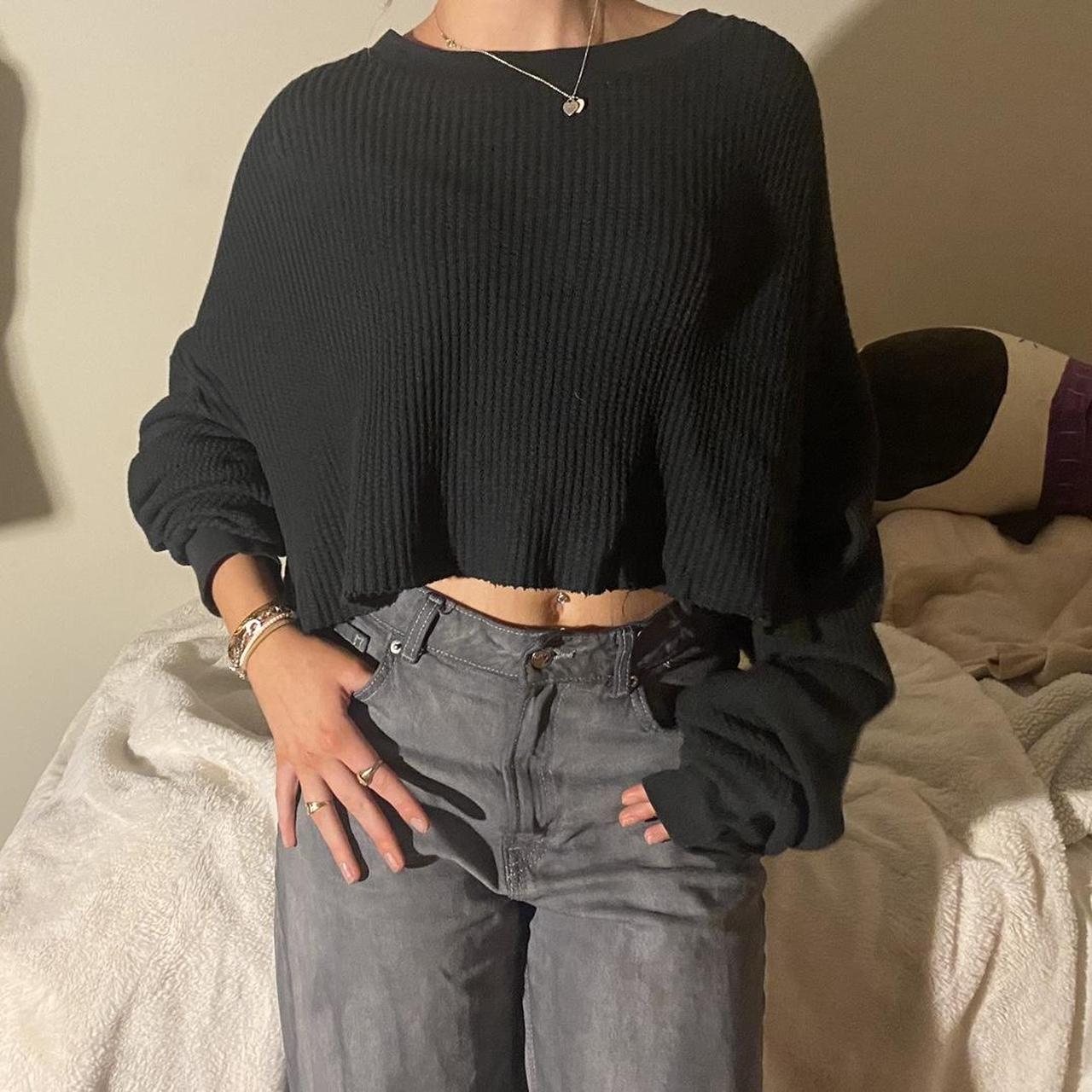 brandy melvile cropped long sleve sweater - Depop