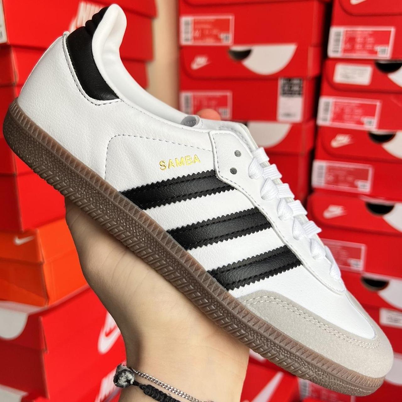 Adidas Women's White and Black Trainers | Depop