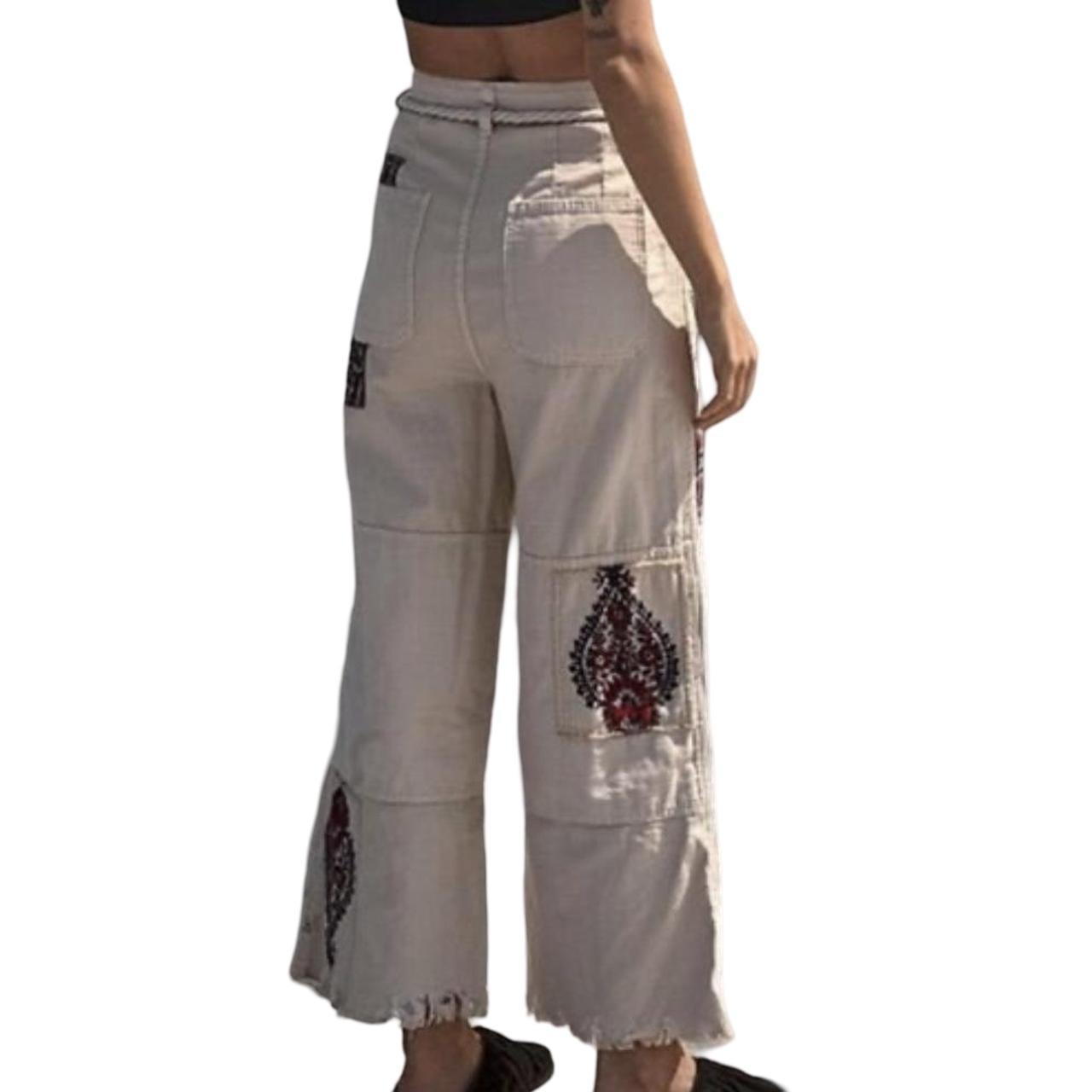 ZW COLLECTION PATCHWORK EMBROIDERED PANTS - Ecru | ZARA