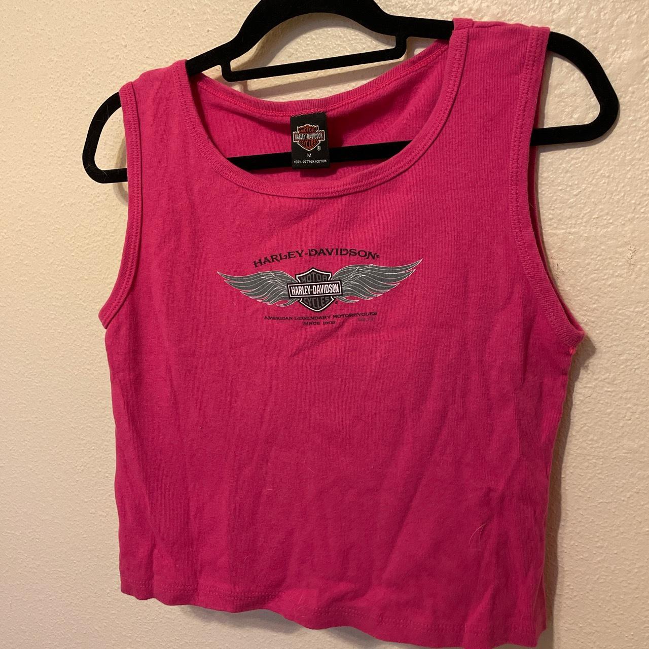 Vintage pink Harley Davidson tank top from 2001,... - Depop