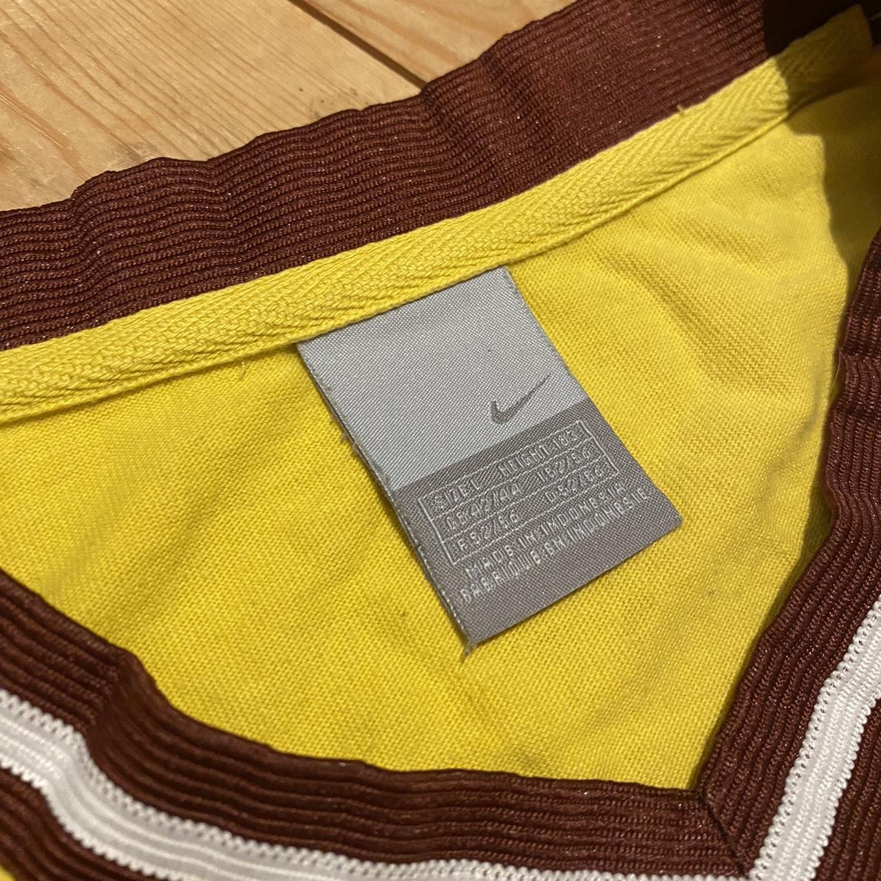 Nike Men's Yellow and Burgundy Tshirt Depop