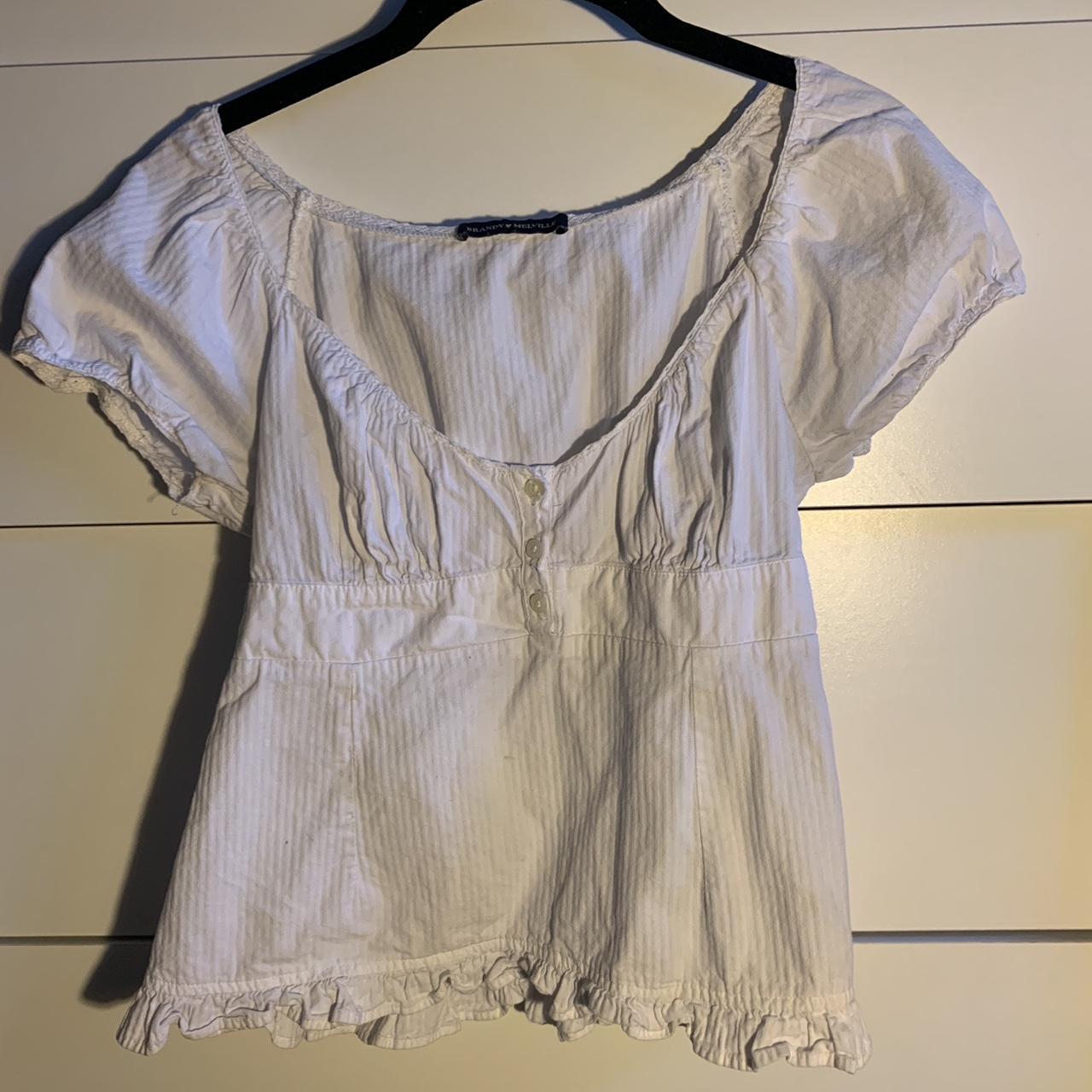 Brandy Melville “Cotton Ruffle Top” White... Depop
