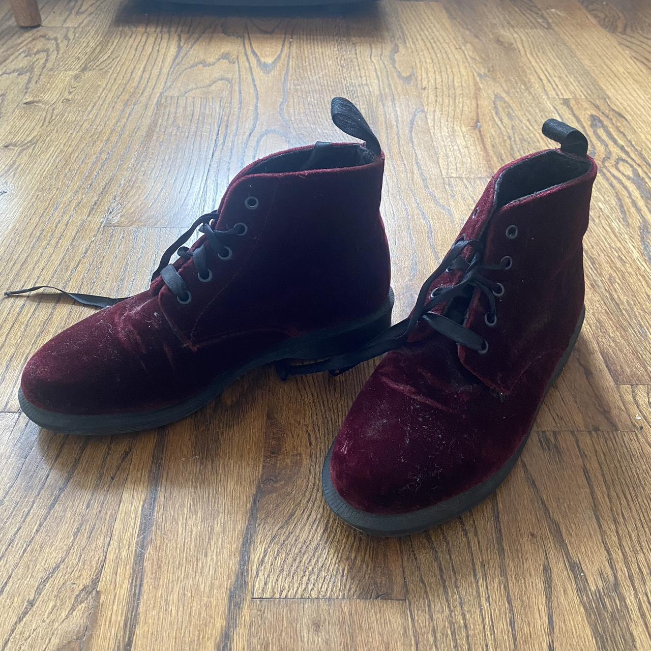 burgundy velvet doc martens