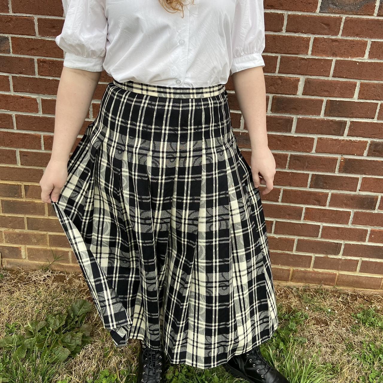 Plaid maxi skirt outlet cream