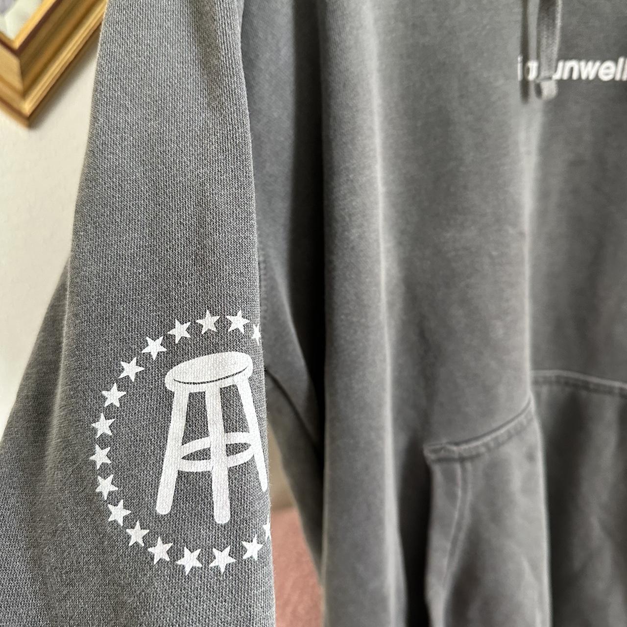 Barstool Sports Women's Grey and White Hoodie Depop