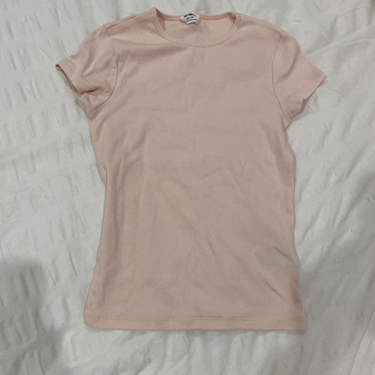 Cotton on Pink ribbed fitted tee super cut pink... - Depop