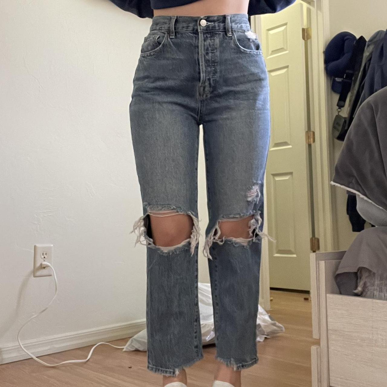 Pacsun high waisted straight leg ripped jeans! I - Depop