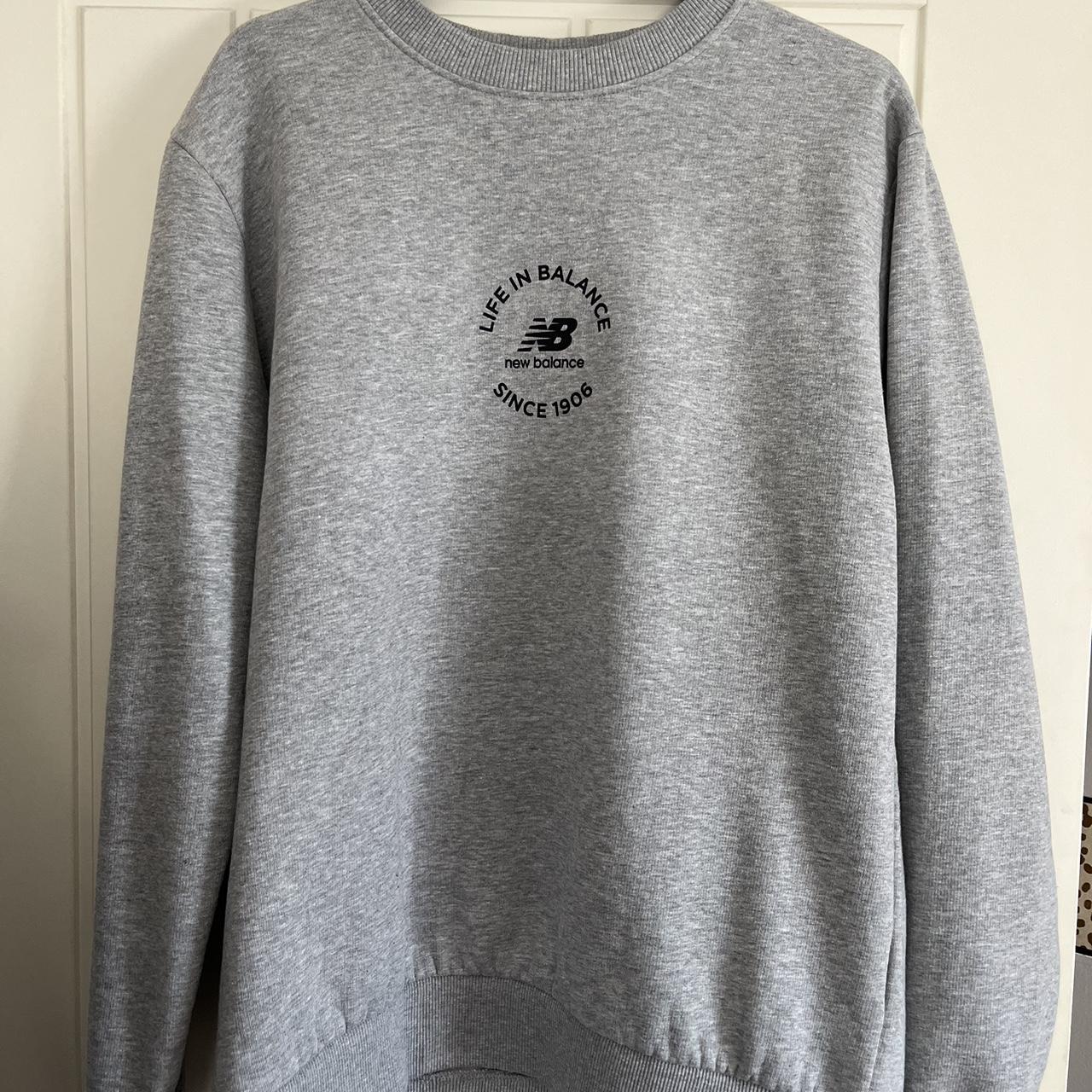 Grey oversized new balance sweatshirt Size small - Depop