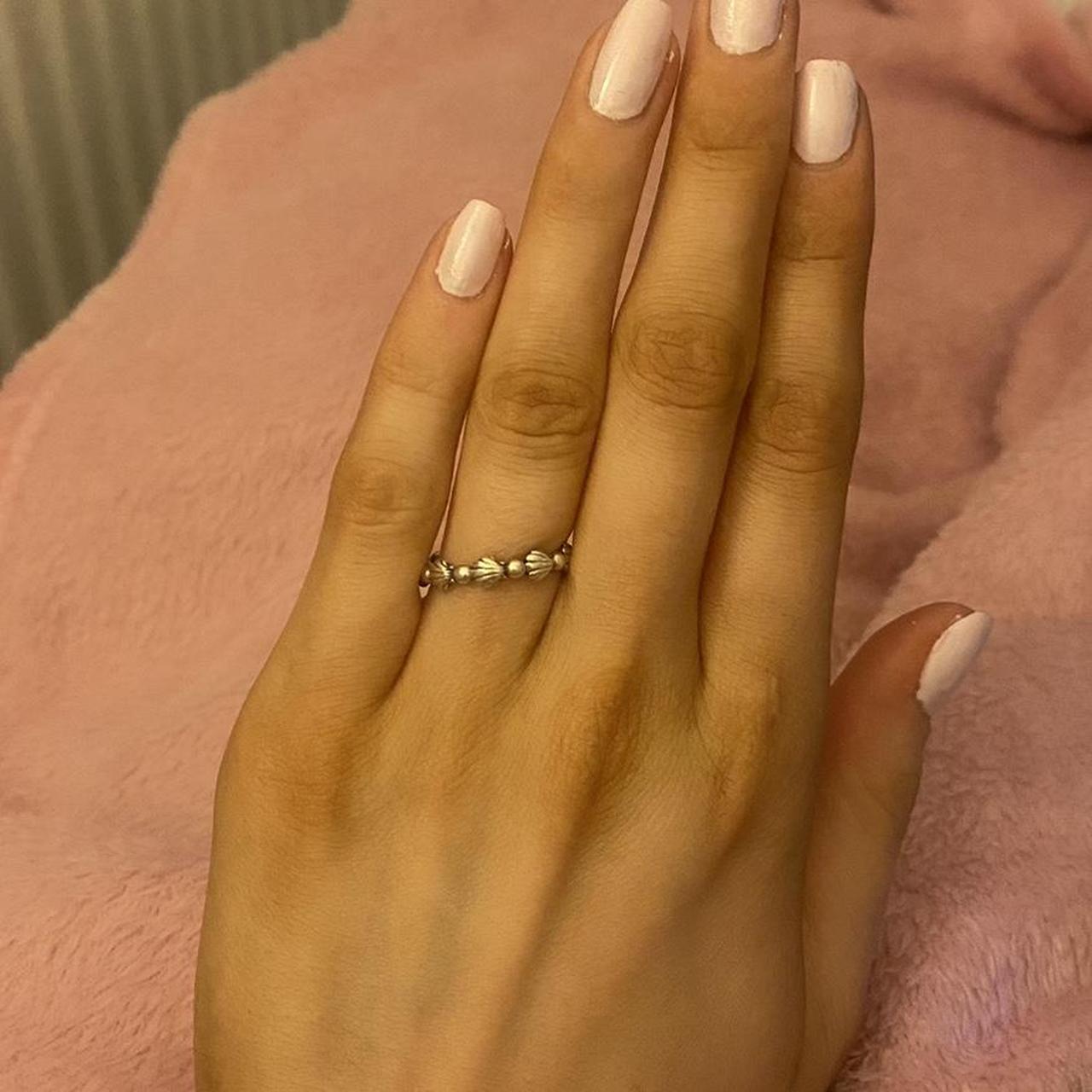 pandora silver seashell ring size 50 - Depop