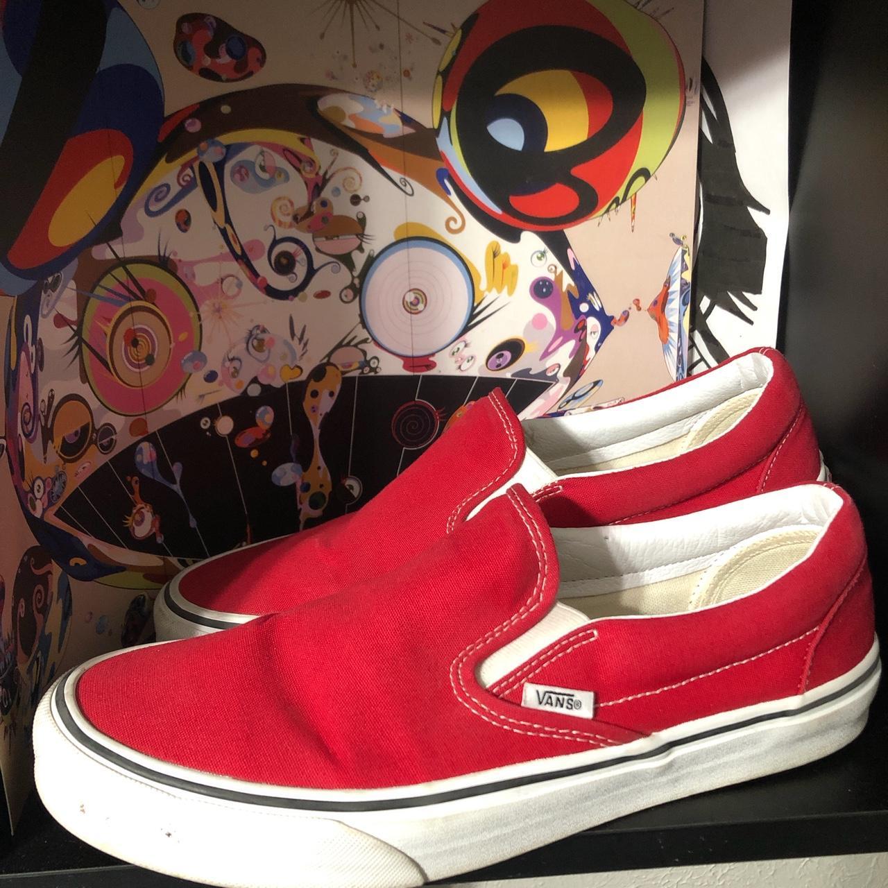 Vans Men's Red and White Trainers (2)