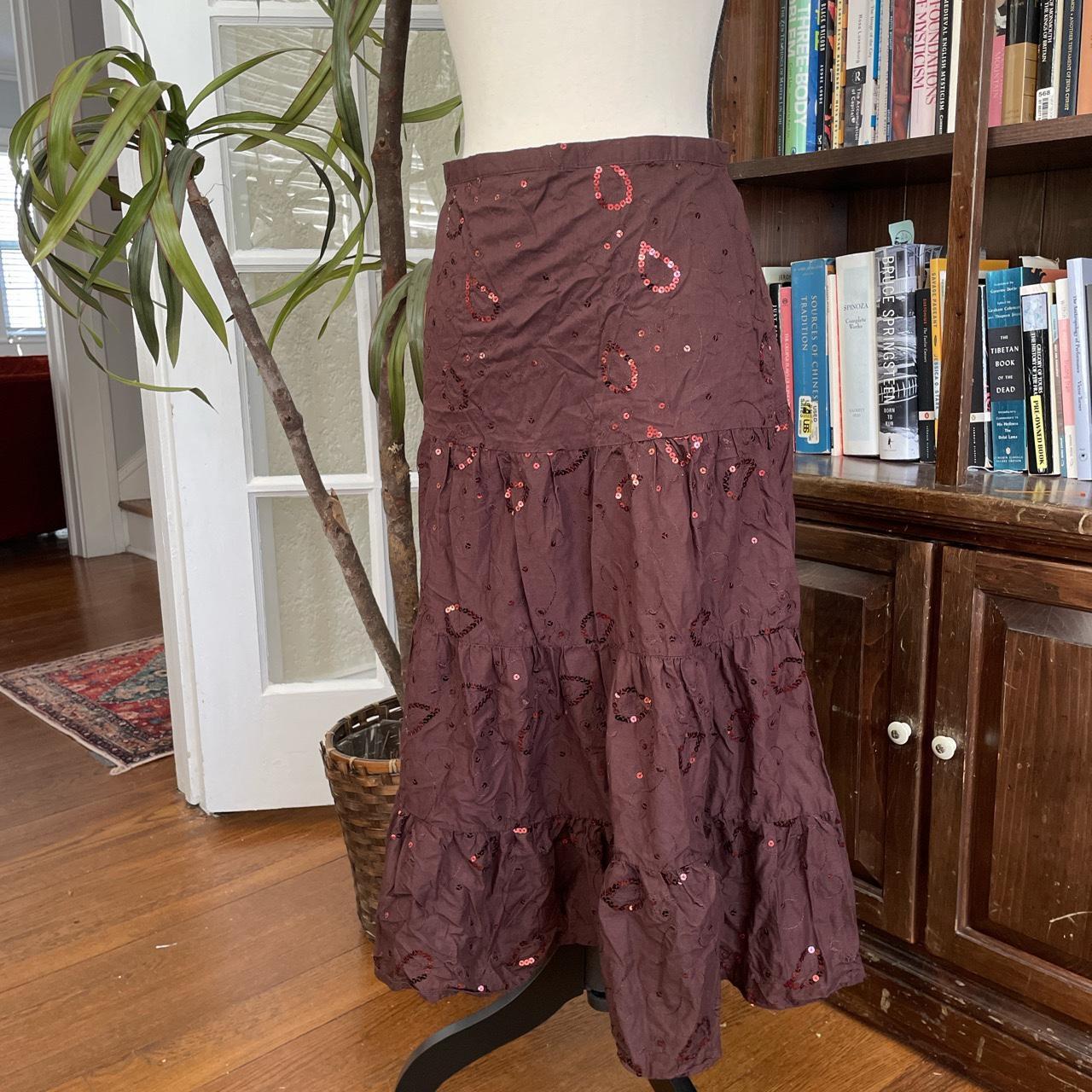 Vintage y2k early 2000s Delias tiered maxi skirt... - Depop