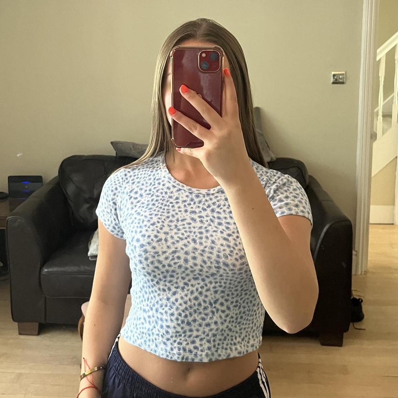 Blue leopard print Brandy Melville top, great... - Depop