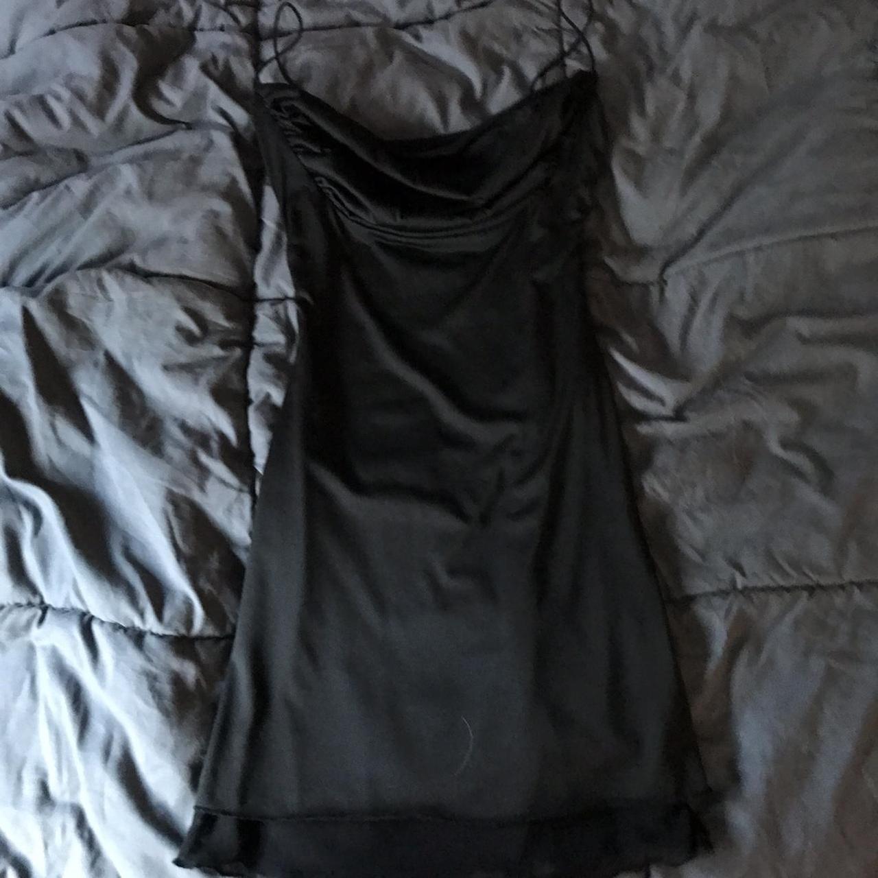 princess polly black silk mini dress has a layer on... - Depop