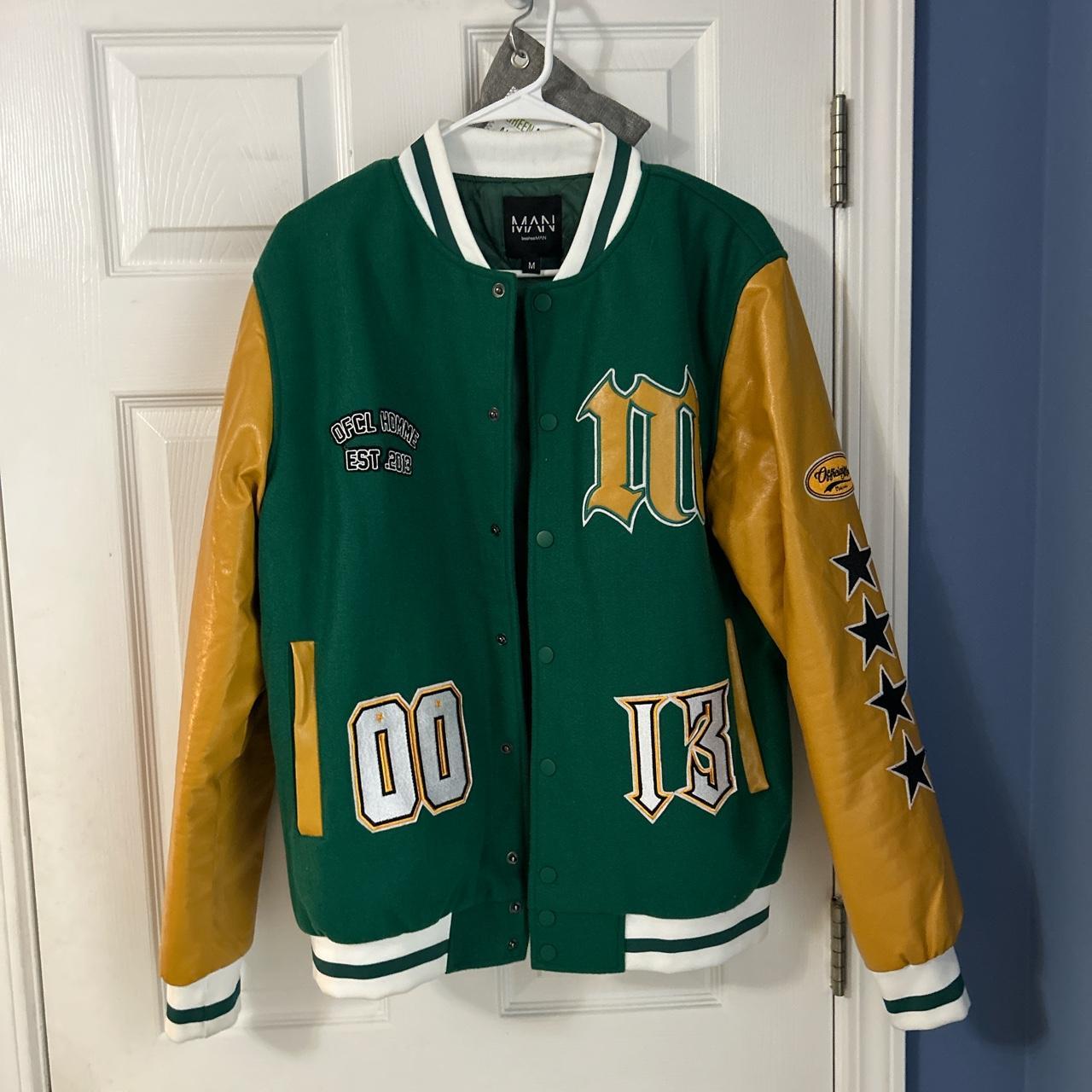 Yellow Boohoo Man Varsity Jacket BoohooMAN Boxy Letter Badge