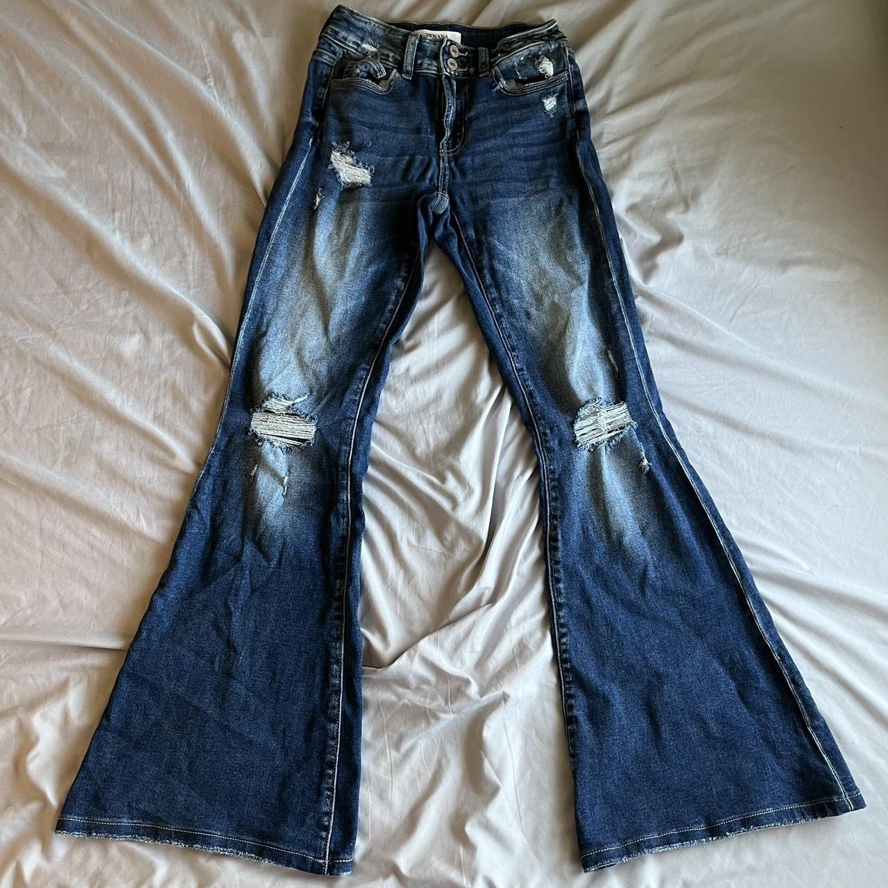 Zenana size 26 high rise boot cut ripped jeans with... - Depop