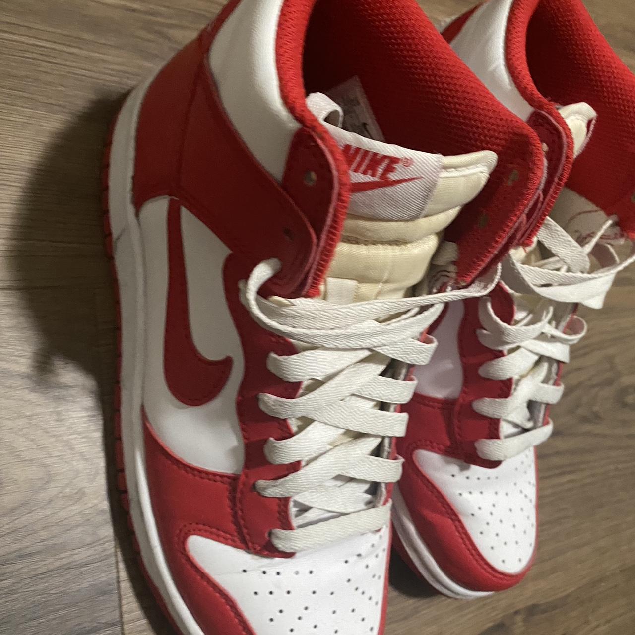 Nike Red and White Trainers | Depop