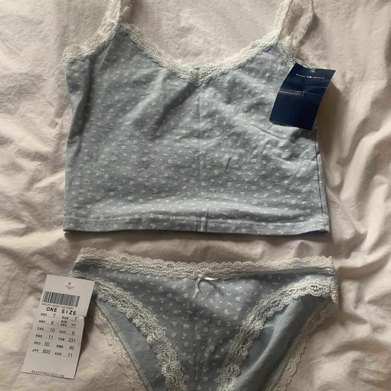 Brandy Melville Women's Blue and White Underwear Depop
