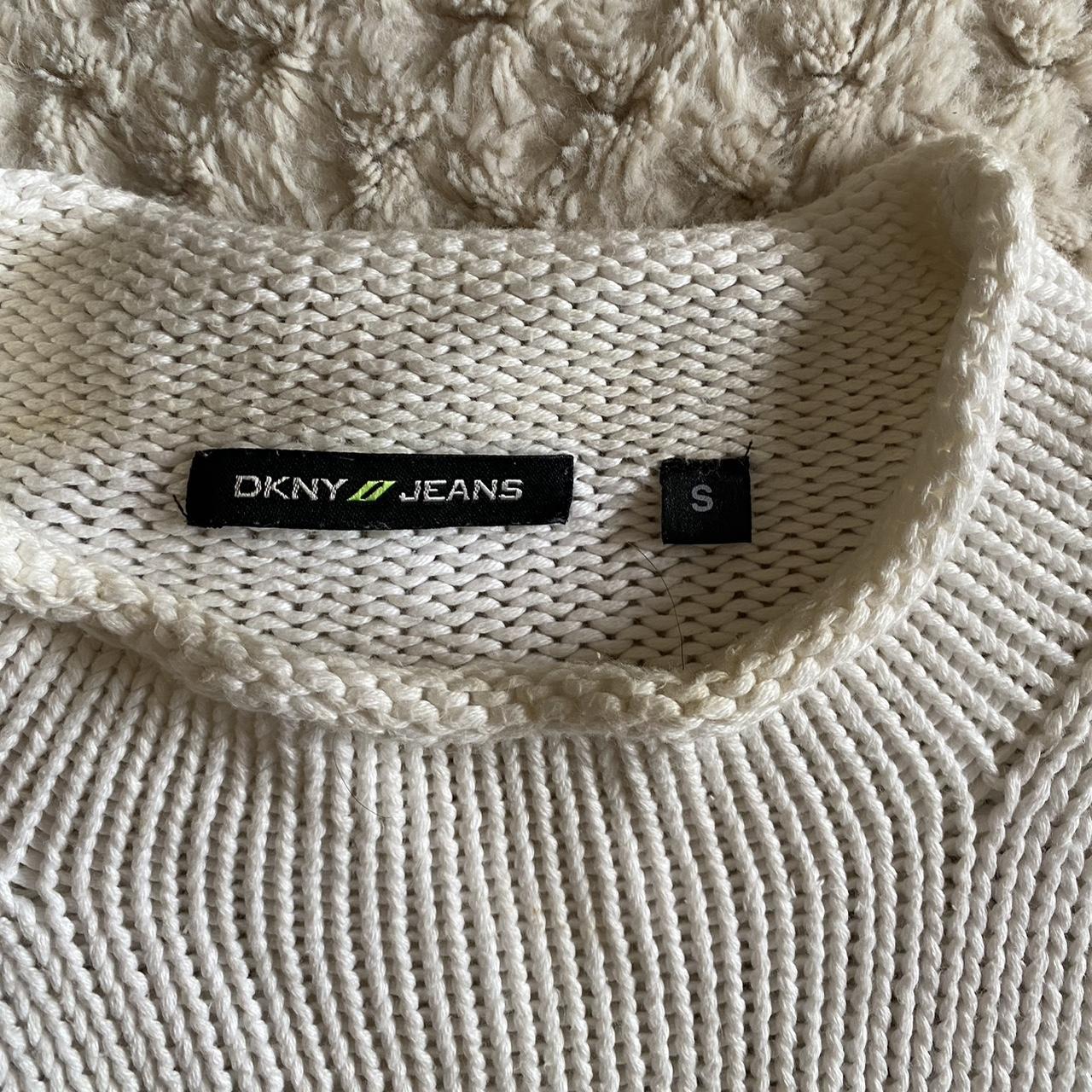 vintage white DKNY knit jumper. size S shown on UK... - Depop