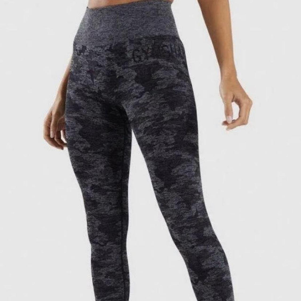 Gymshark Women's Black and Grey Leggings Depop