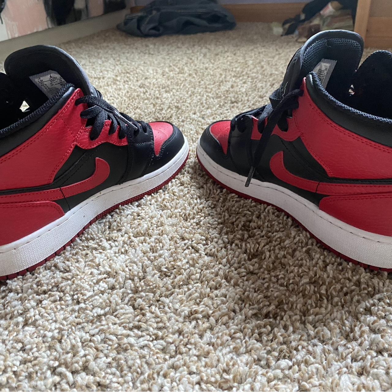 authentic red and black jordan mids womens 5.5 they... Depop